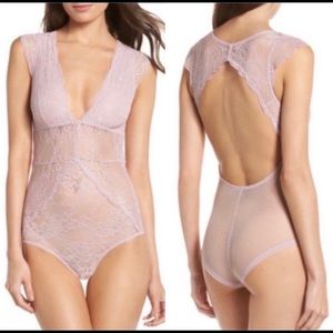 Sam Edelman • dawn pink lace bodysuit, small NWT